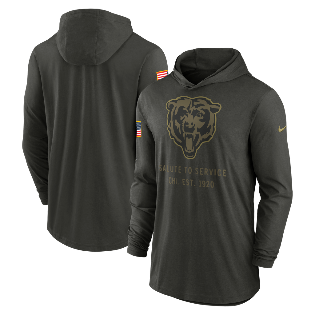 Nike Chicago Bears 2025 Salute To Service Hooded Long Sleeve T-Shirt for Men product image 1, provided for visual reference