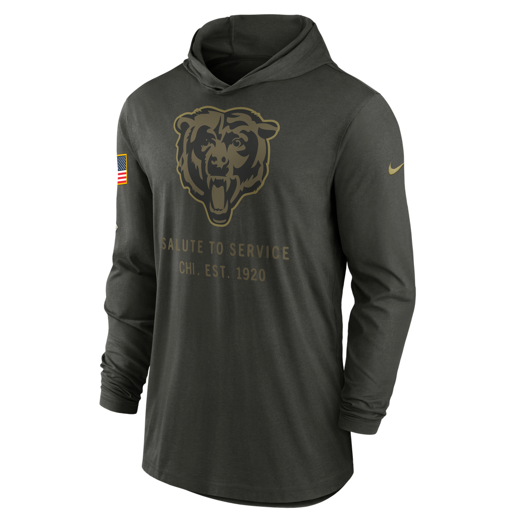 Nike Chicago Bears 2025 Salute To Service Hooded Long Sleeve T-Shirt for Men product image 2, provided for visual reference