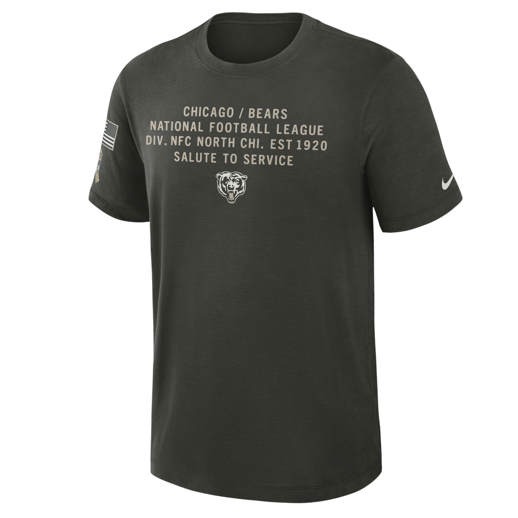 Nike Chicago Bears 2025 Salute To Service Sequoia Green T-Shirt for Men product image 2, provided for visual reference and