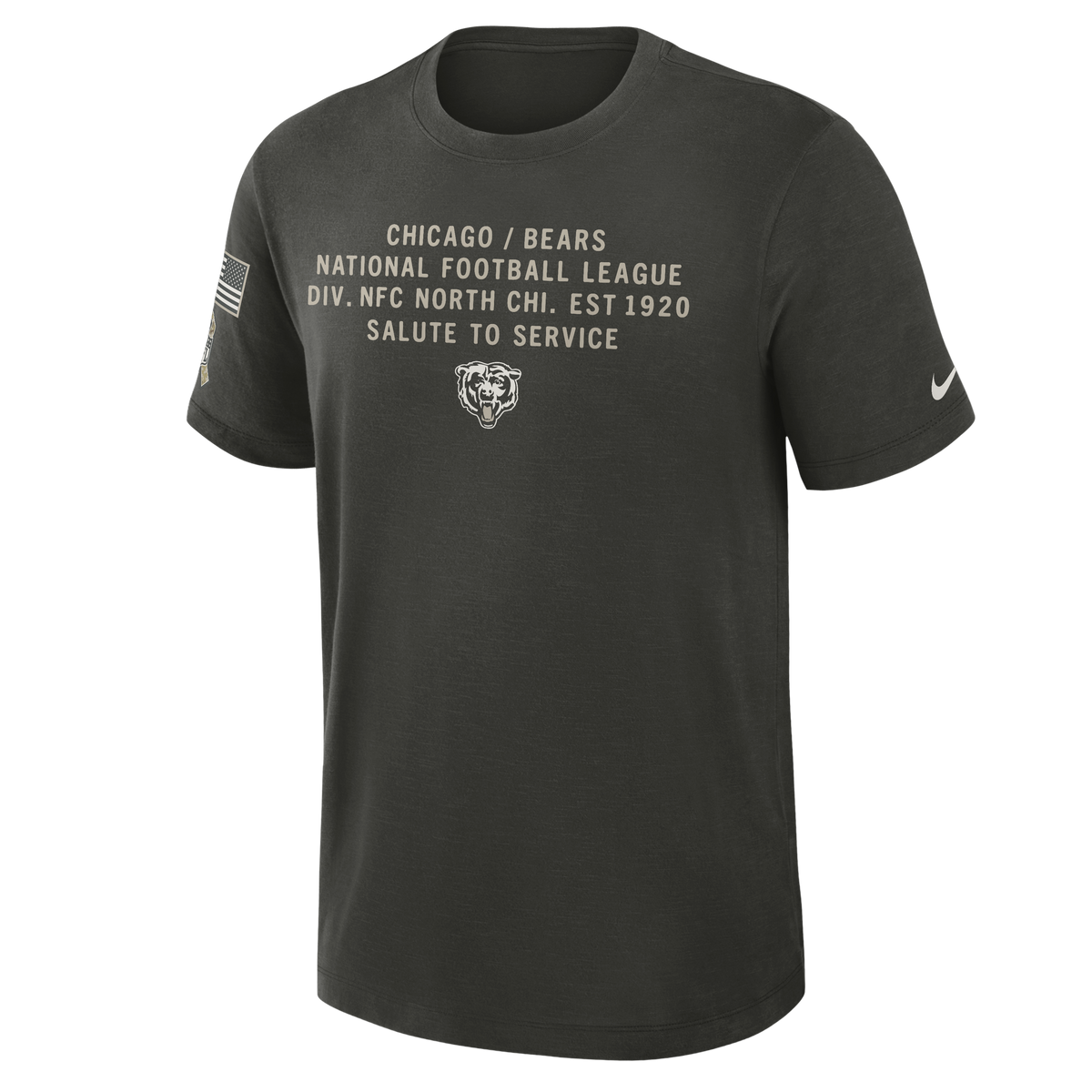 Nike Chicago Bears 2025 Salute To Service Sequoia Green T-Shirt for Men product image 2, provided for visual reference and