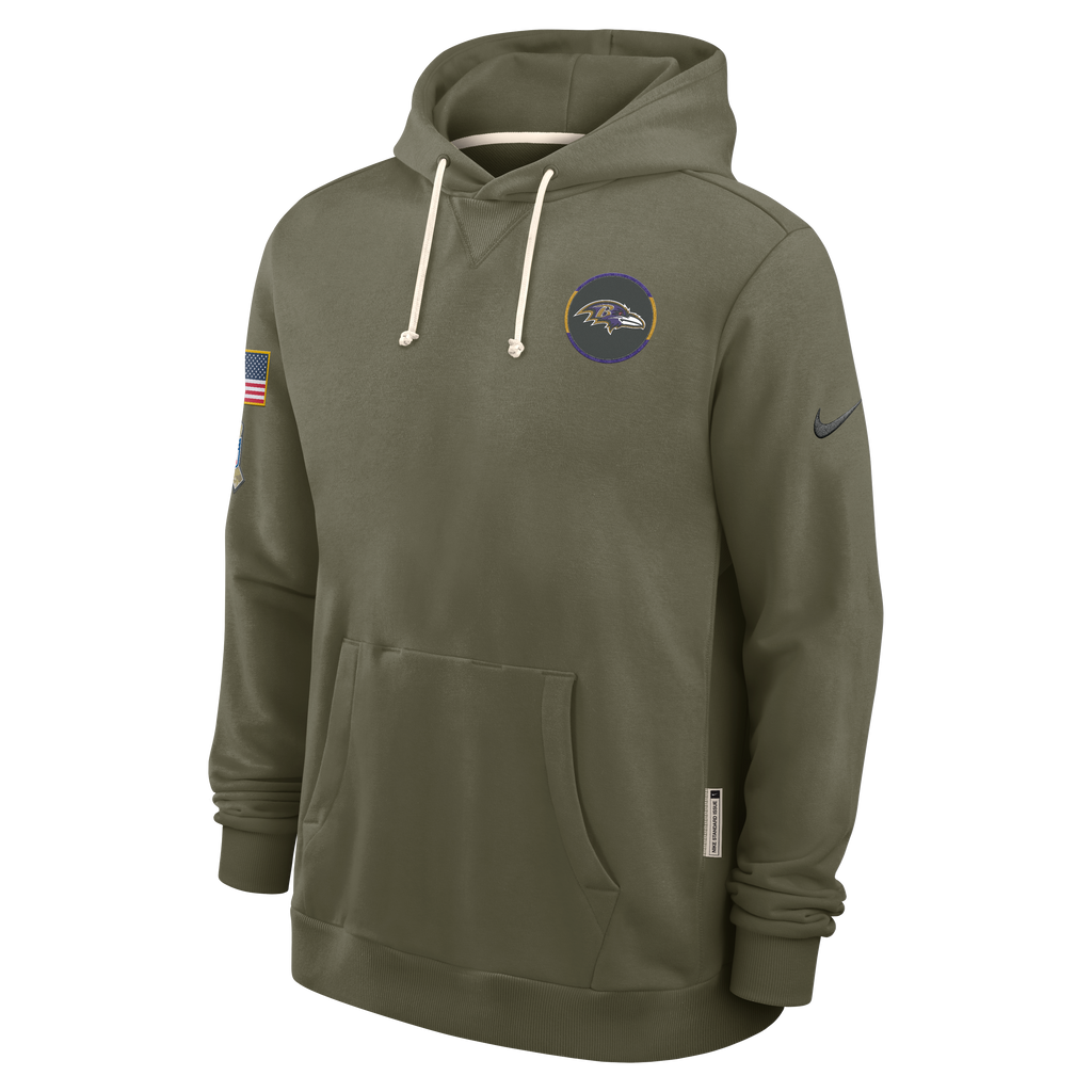 Baltimore Ravens Nike Olive Green 2025 Salute To Service Club Pullover Hoodie for Men product image 2, provided for visual