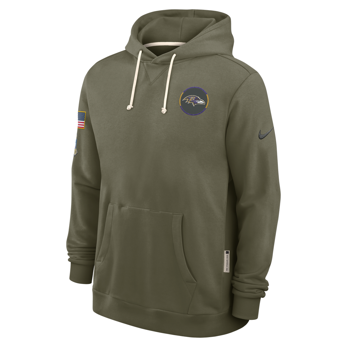 Baltimore Ravens Nike Olive Green 2025 Salute To Service Club Pullover Hoodie for Men product image 2, provided for visual