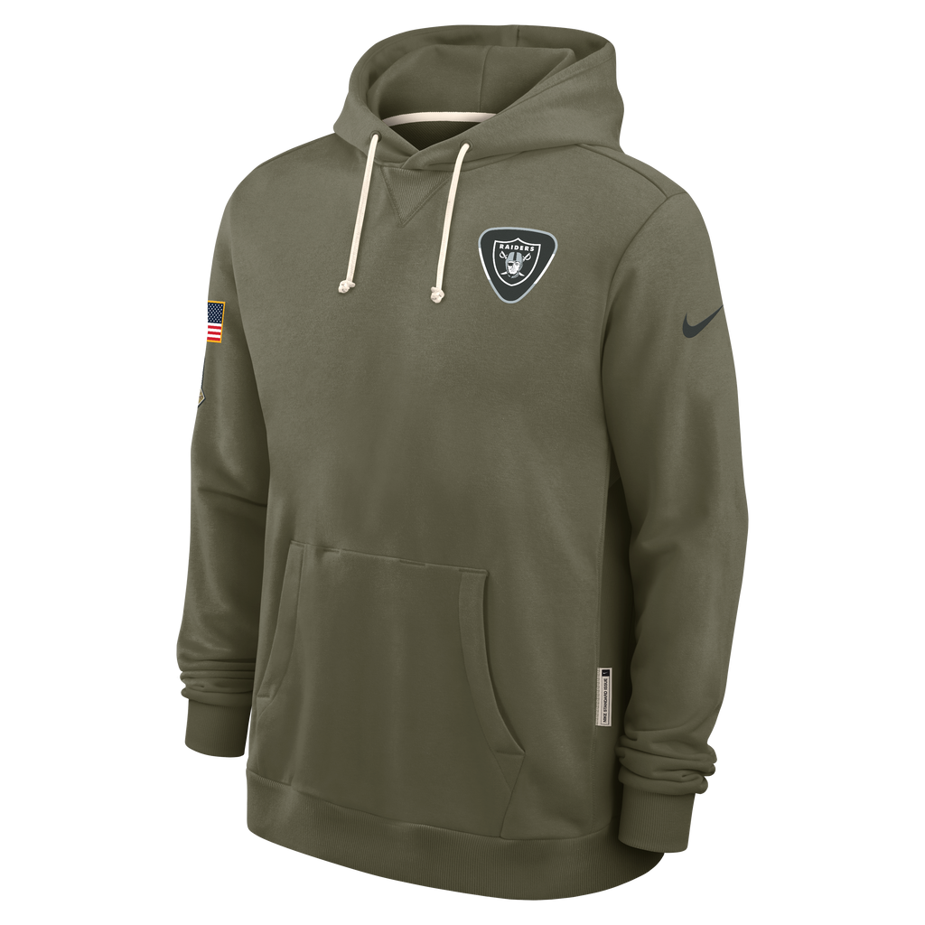 Las Vegas Raiders Nike Olive Green 2025 Salute To Service Club Pullover Hoodie for Men product image 2, provided for visual