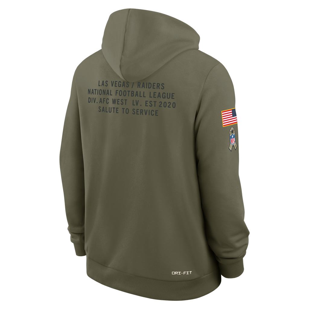 Las Vegas Raiders Nike Olive Green 2025 Salute To Service Club Pullover Hoodie for Men product image 3, provided for visual