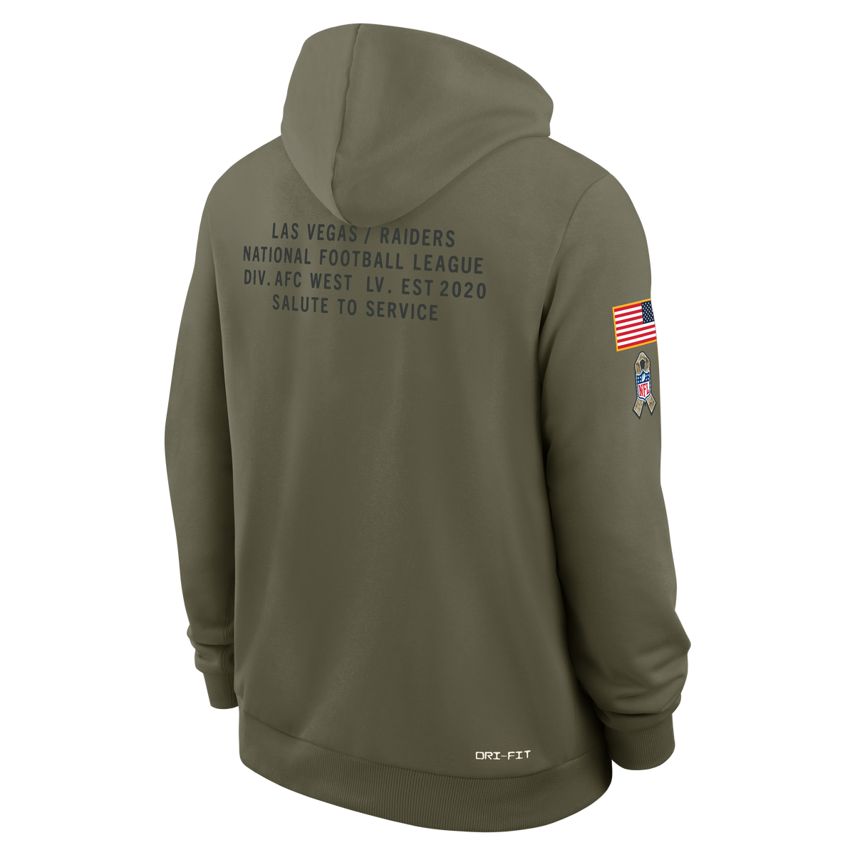 Las Vegas Raiders Nike Olive Green 2025 Salute To Service Club Pullover Hoodie for Men product image 3, provided for visual