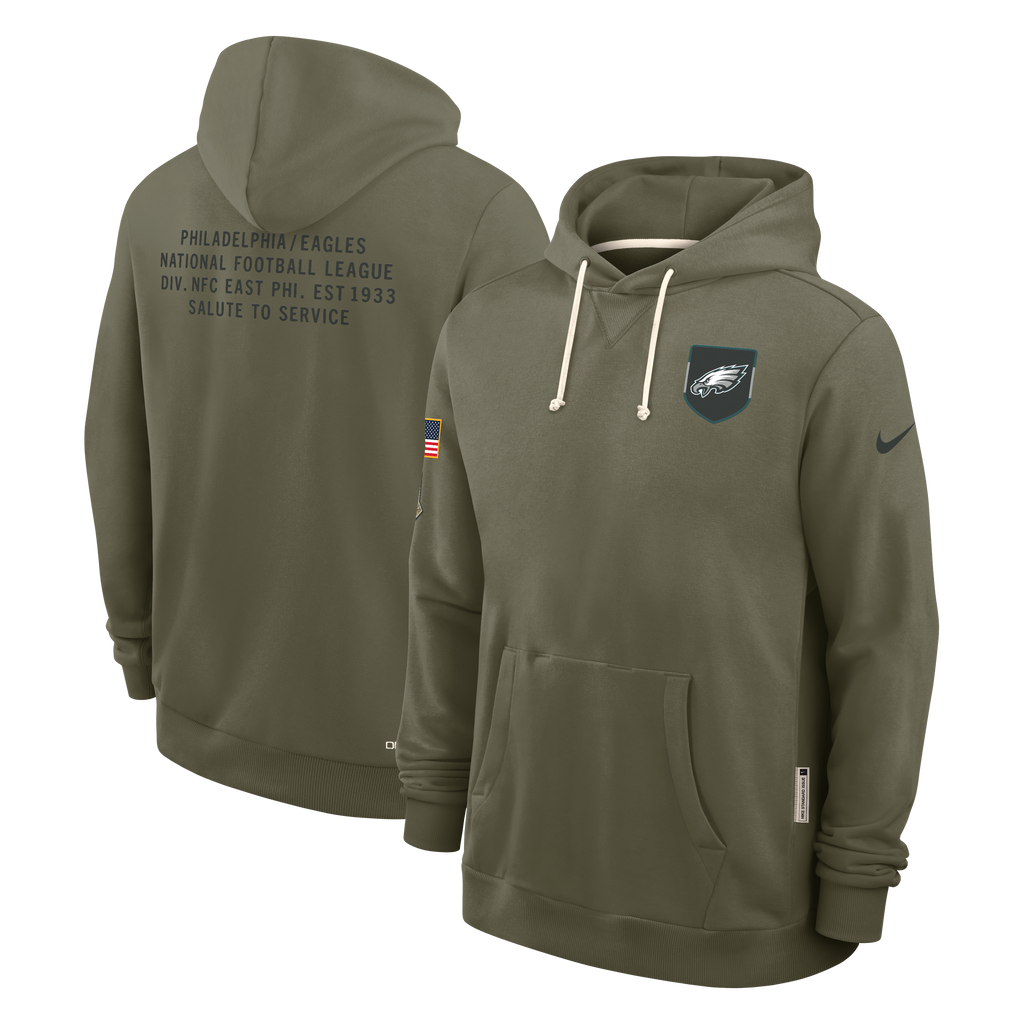 Philadelphia Eagles Nike Olive Green 2025 Salute To Service Club Pullover Hoodie for Men product image 1, provided for