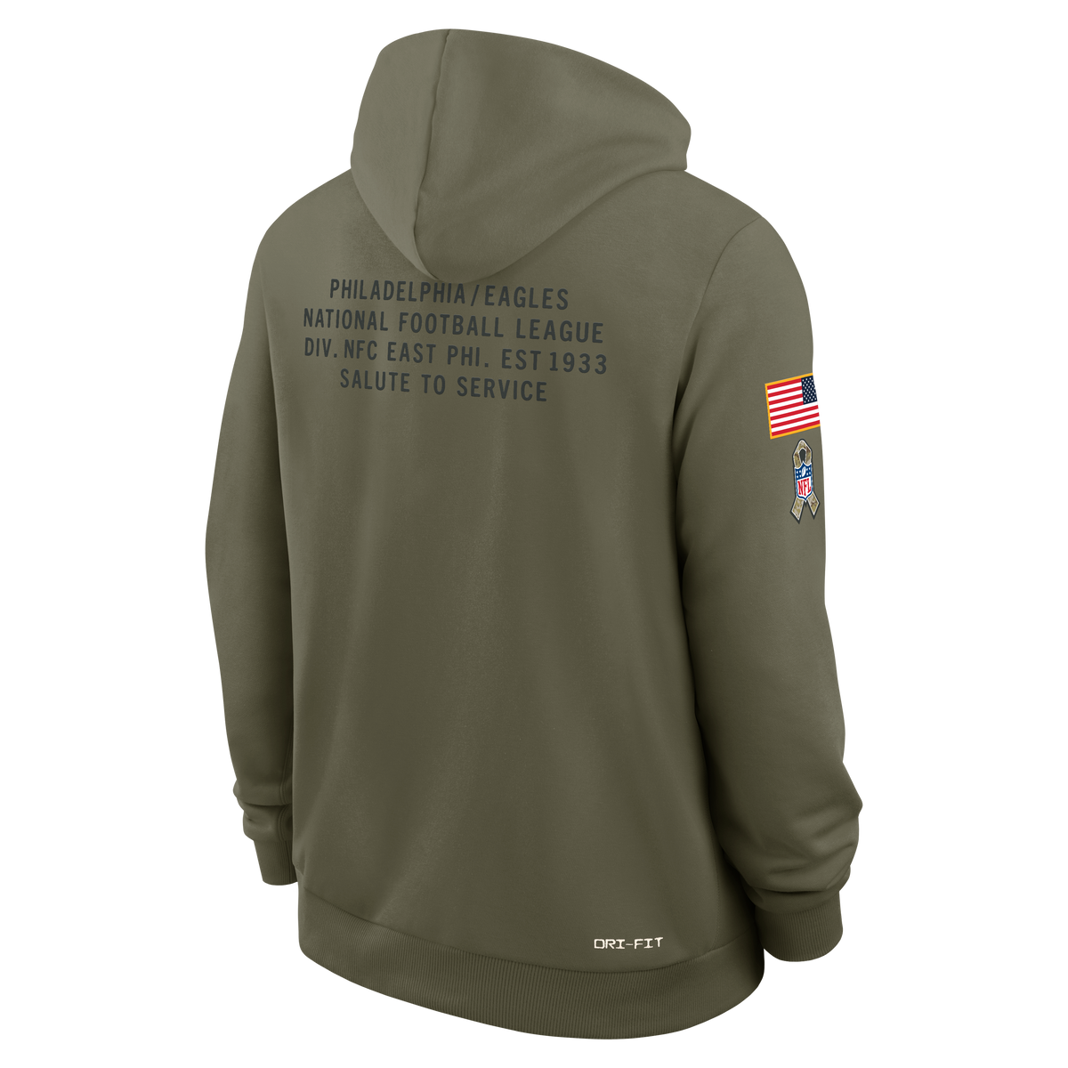 Philadelphia Eagles Nike Olive Green 2025 Salute To Service Club Pullover Hoodie for Men product image 3, provided for
