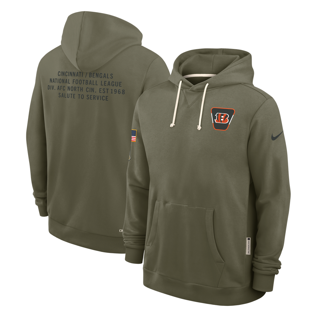 Cincinnati Bengals Nike Olive Green 2025 Salute To Service Club Pullover Hoodie for Men product image 1, provided for visual