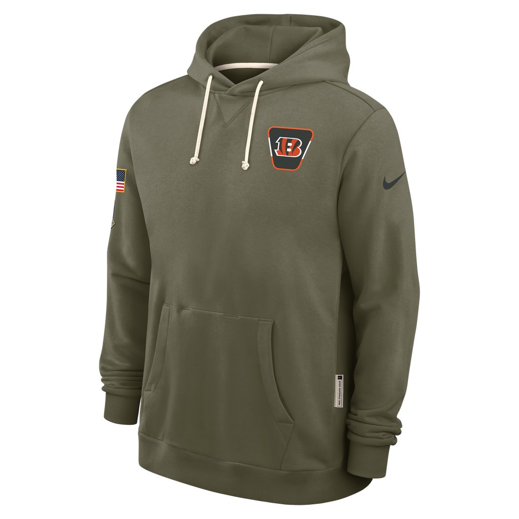 Cincinnati Bengals Nike Olive Green 2025 Salute To Service Club Pullover Hoodie for Men product image 2, provided for visual