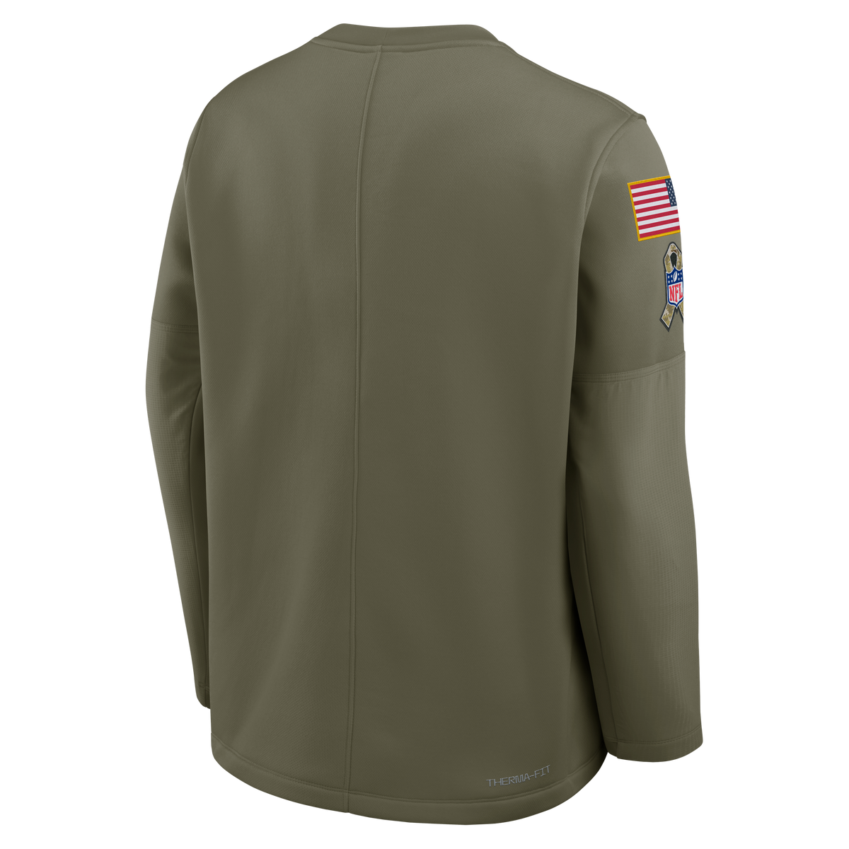 Chicago Bears Olive Green 2025 Salute To Service Nike Pullover Therma Fit Crew Sweatshirt for Men product image 3, provided