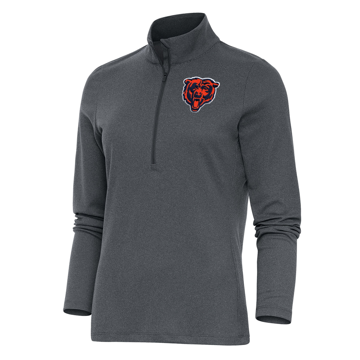 Chicago Bears Antigua Gray Epic 1/4 Zip Top for Women product image 1, provided for visual reference and product detail