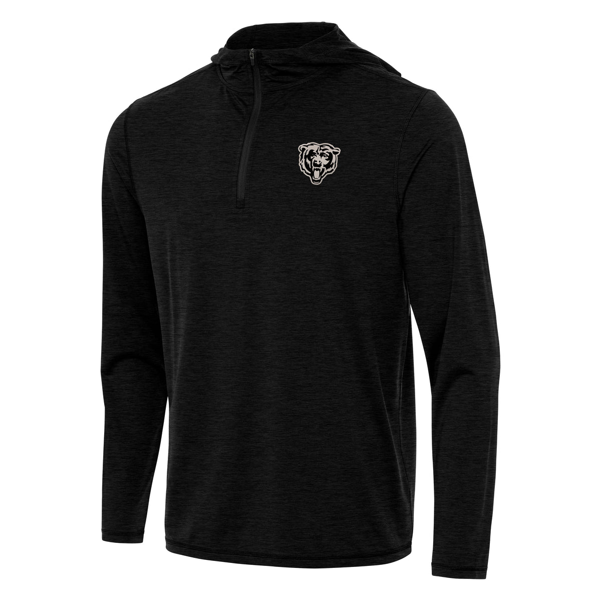 Chicago Bears Antigua Heather Black Tidy Quarter-Zip Pullover Hoodie for Men product image 1, provided for visual reference