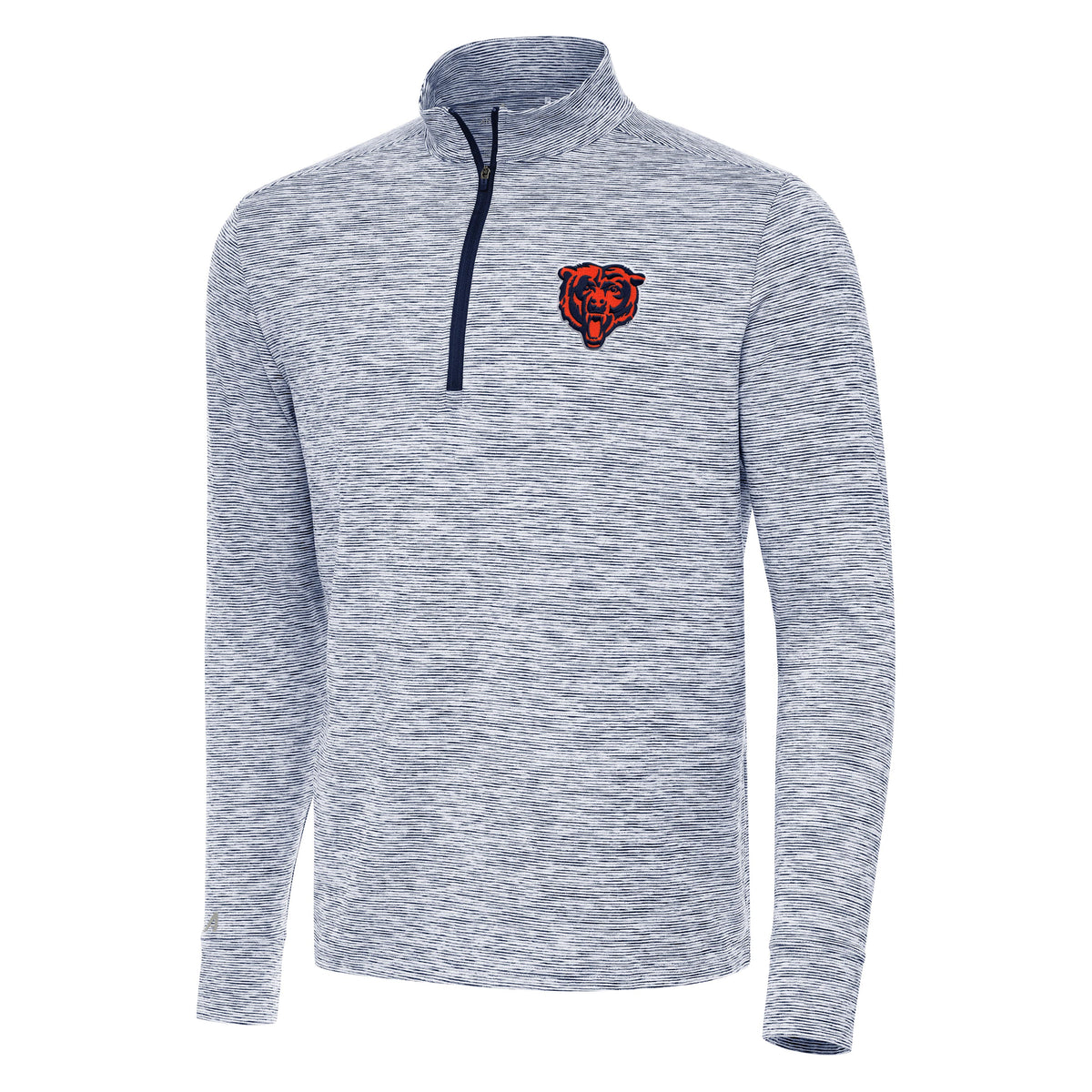 Chicago Bears Navy/White Antigua Cause 1/4 Zip Pullover for Men product image 1, provided for visual reference and product