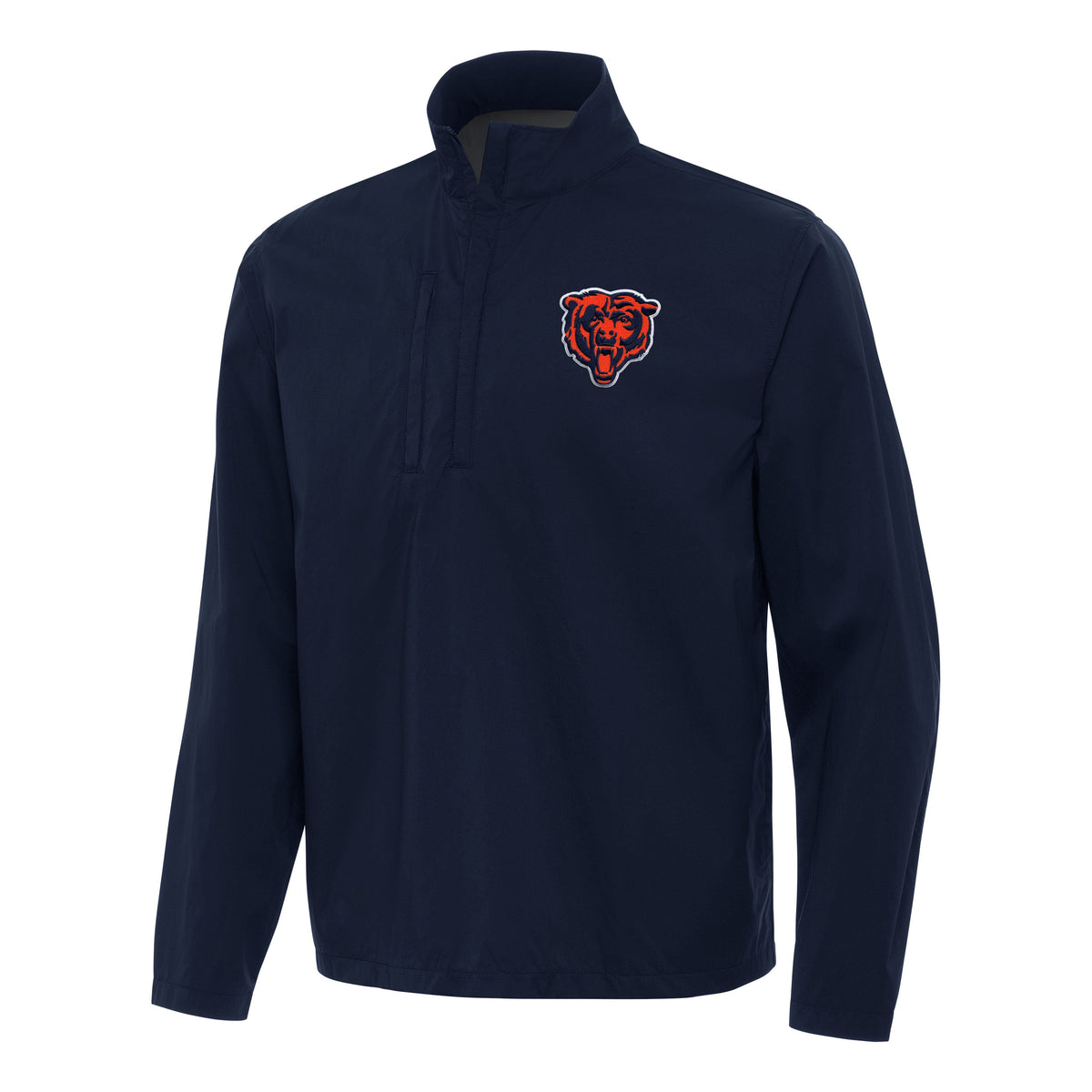 Chicago Bears Antigua Navy Brisk Long Sleeve 1/4 Zip Windbreaker for Men product image 1, provided for visual reference and