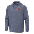 Mens Chicago Bears Antigua Effortless Full-Zip Hoodie - Heather Navy product image 1, provided for visual reference and
