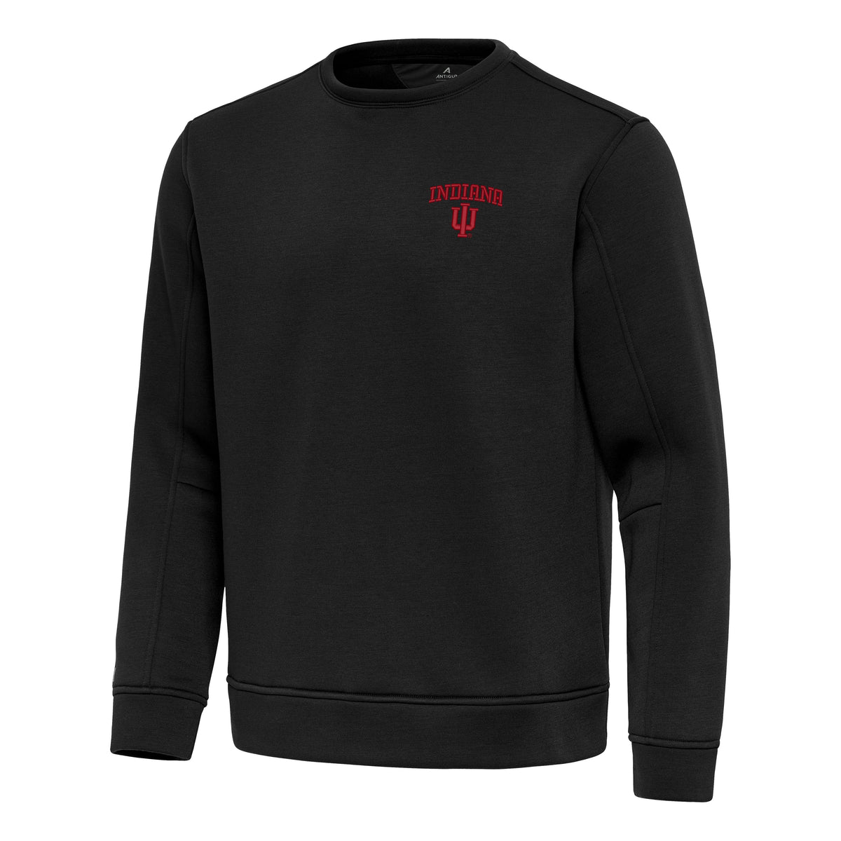 Indiana Hoosiers Antigua Relevant Black Crewneck Fleece Pullover Top for Men product image 1, provided for visual reference