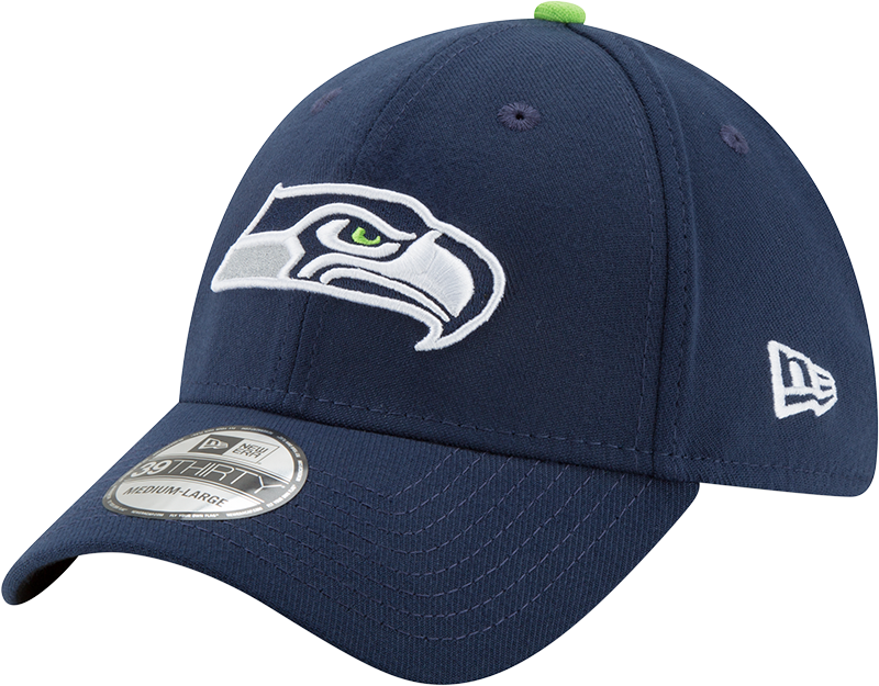 Mens Seattle Seahawks New Era Navy 39THIRTY Team Classic Flex Hat product image 1, provided for visual reference and product