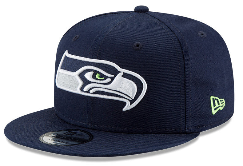 Seattle Seahawks New Era 9FIFTY Navy Snapback Hat product image 1, provided for visual reference and product detail review