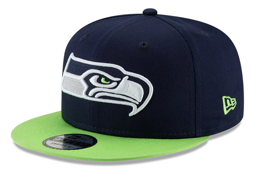 Seattle Seahawks New Era 9FIFTY Navy/Green Snapback Hat product image 1, provided for visual reference and product detail