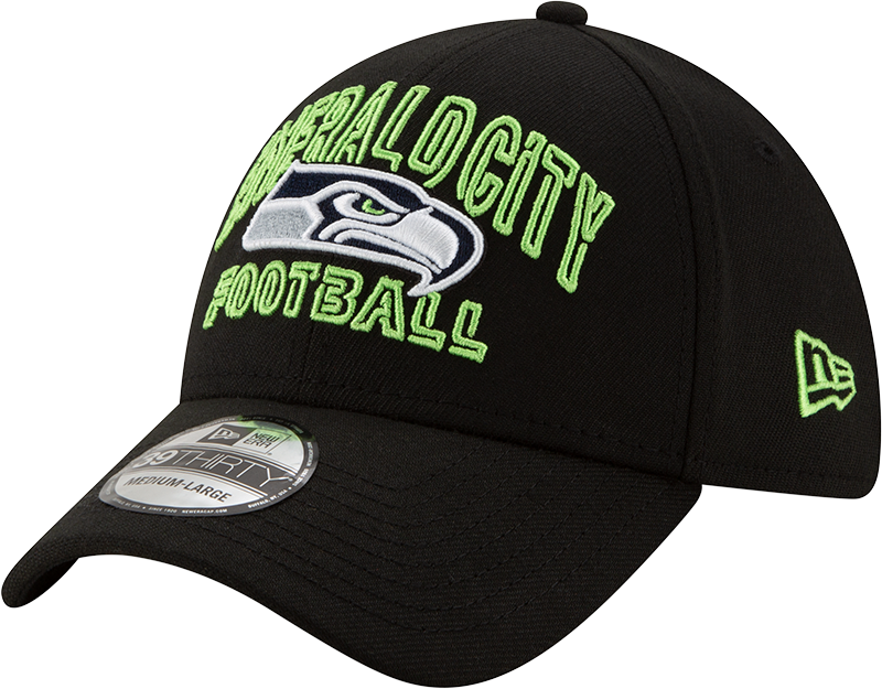 Seattle Seahawks New Era 2020 NFL Draft Alternate Black 39THIRTY Flex Hat for Men product image 1, provided for visual