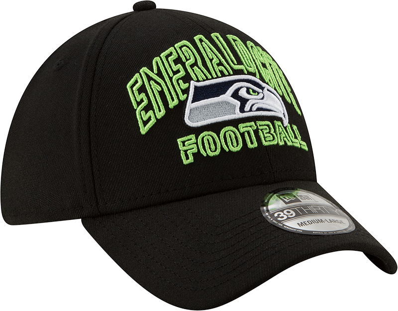 Seattle Seahawks New Era 2020 NFL Draft Alternate Black 39THIRTY Flex Hat for Men product image 2, provided for visual
