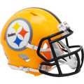 Pittsburgh Steelers Gold Throwback Speed Mini Helmet product image 1, provided for visual reference and product detail review
