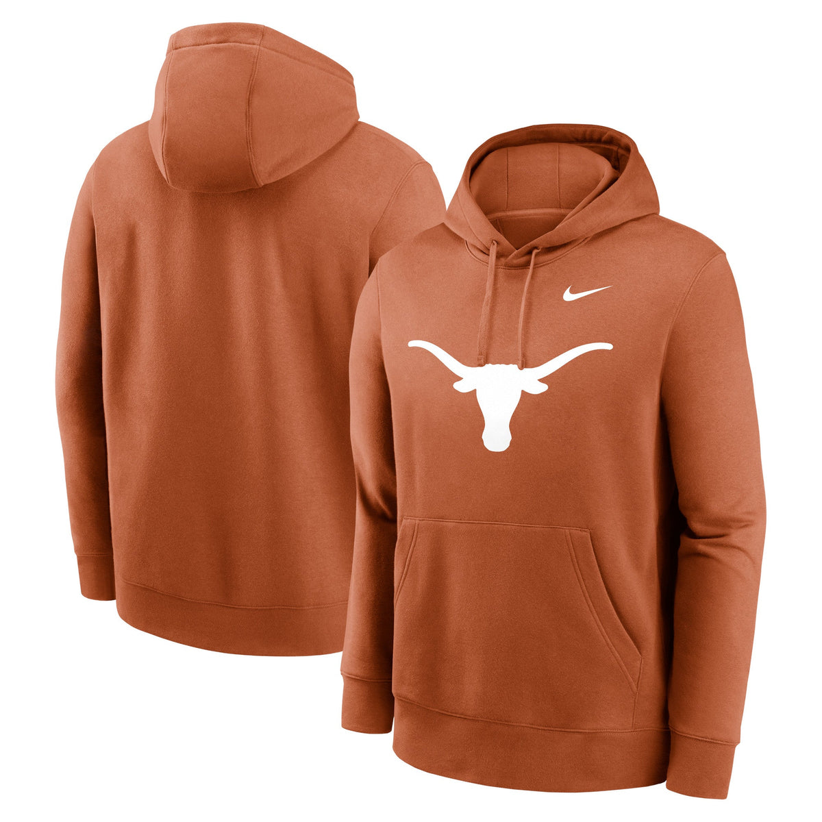 Texas Longhorns Nike Burnt Orange Primary Logo Fleece Hoodie for Men product image 1, provided for visual reference and