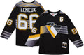 Mario Lemieux Pittsburgh Penguins Mitchell & Ness 1996/97 Captain Patch Blue Line Player Jersey - Black product image 1,