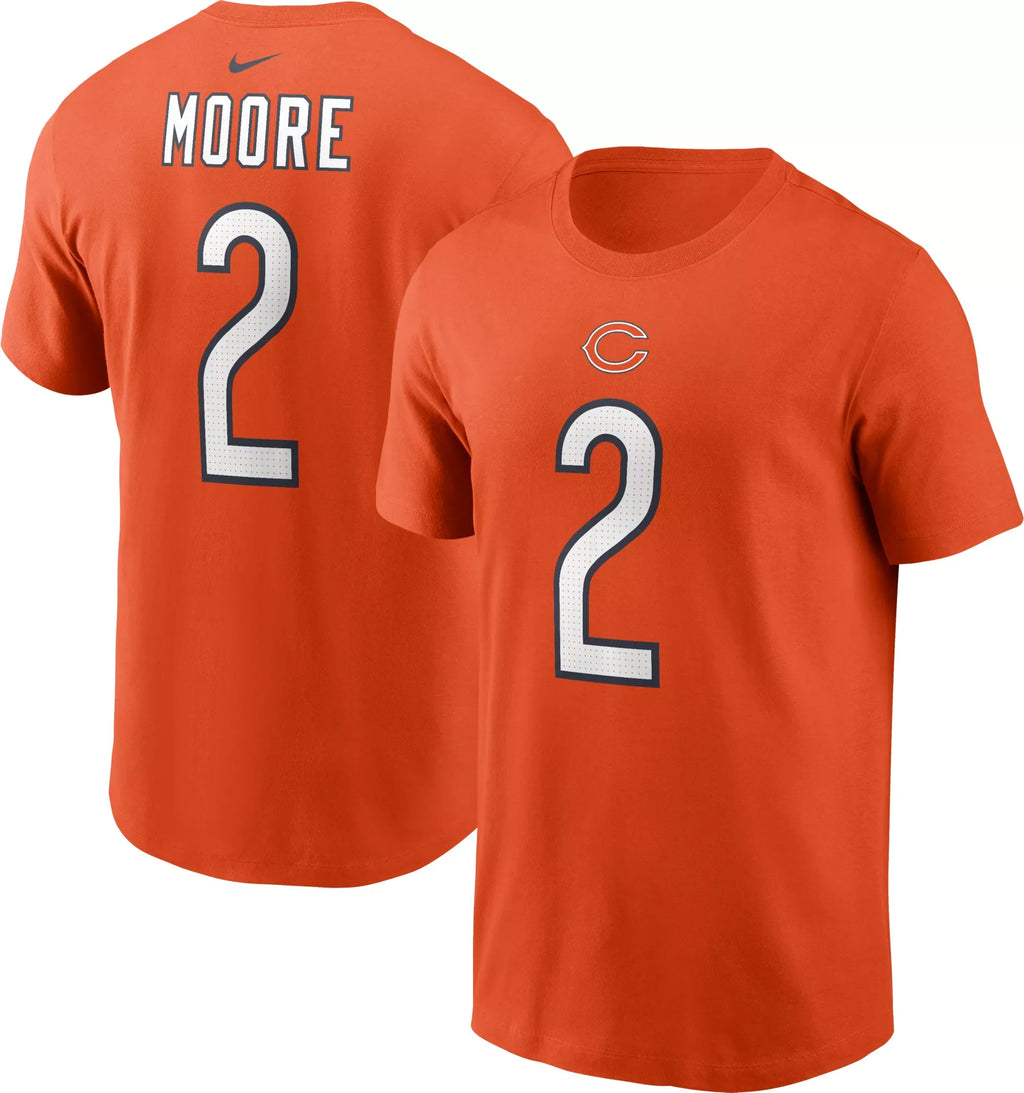 Nike DJ Moore Orange Chicago Bears Name & Number T-Shirt for Men product image 1, provided for visual reference and product