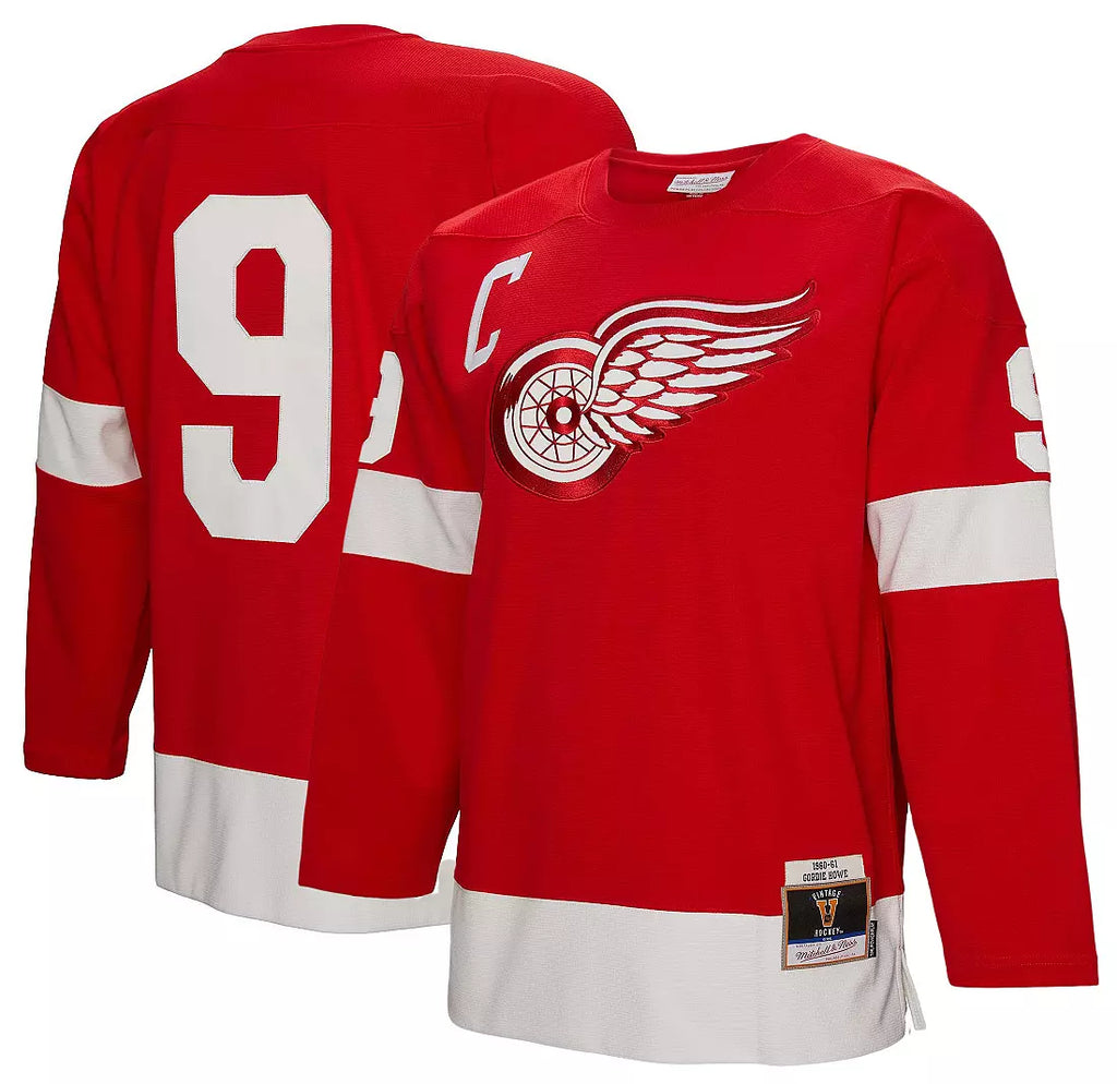Mitchell & Ness Men Detroit Red Wings Gordie Howe #9 1960 Red Power Play Vintage Replica Jersey product image 1, provided