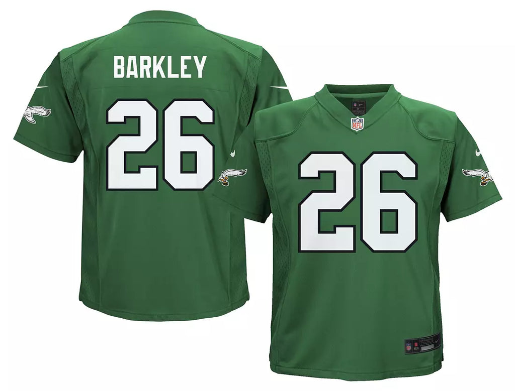 Kids Saquon Barkley Philadelphia Eagles Child Nike Kelly Green Replica Jersey product image 1, provided for visual reference