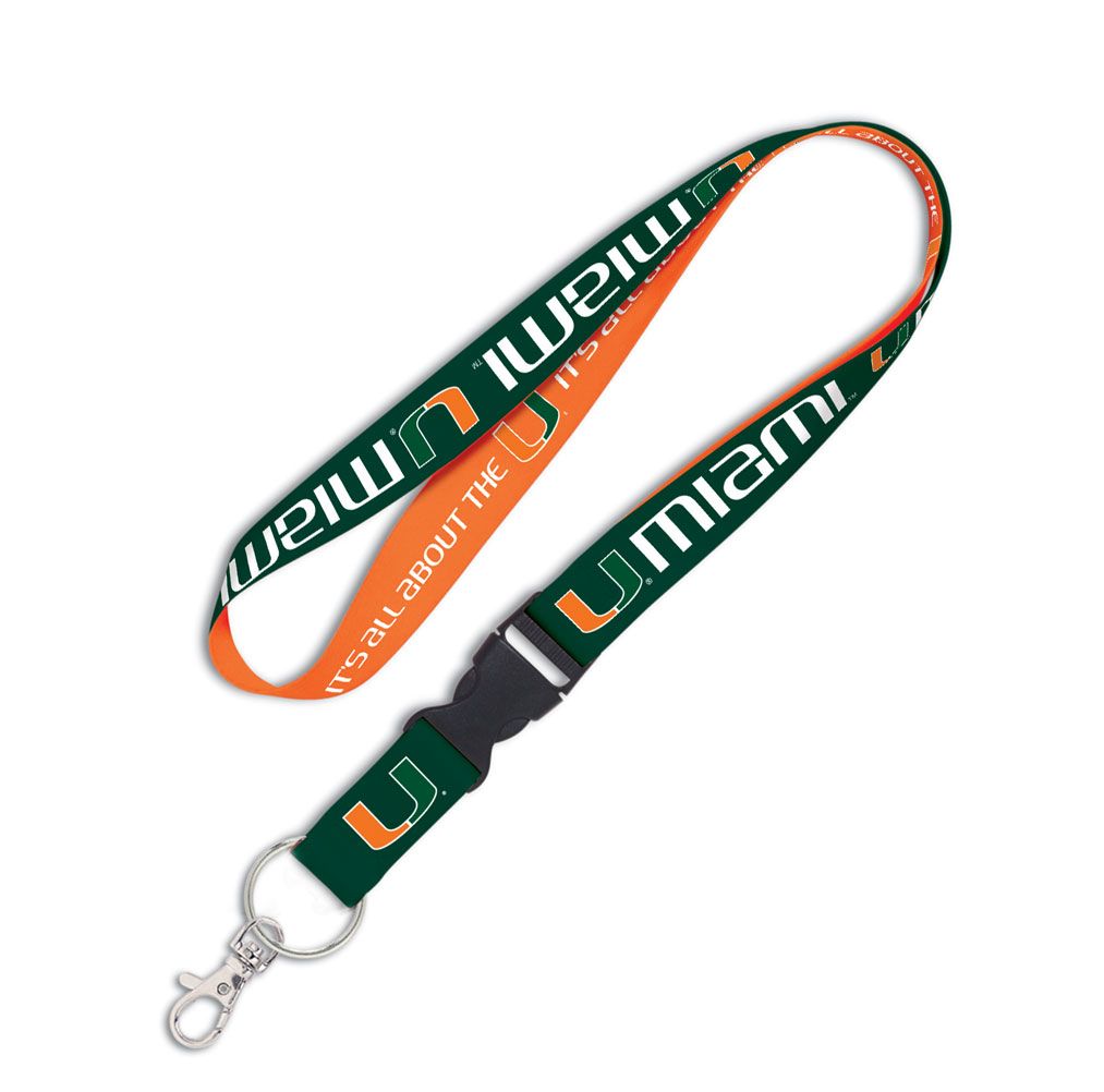 Miami Hurricanes Double Sided Lanyard With Detachable Buckle product image 1, provided for visual reference and product