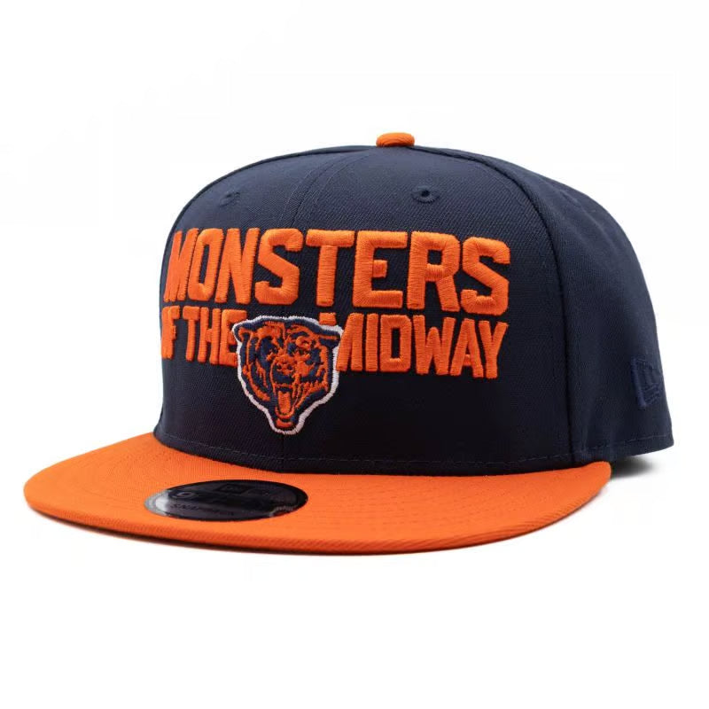 Chicago Bears New Era 2 Tone Navy Orange Monsters Of The Midway Adjustable Snapback Hat product image 1, provided for visual