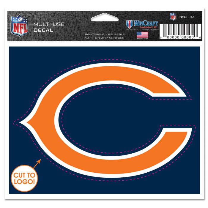 Chicago Bears 5X6 Cut To Logo Multi Use Decal By Wincraft product image 1, provided for visual reference and product detail