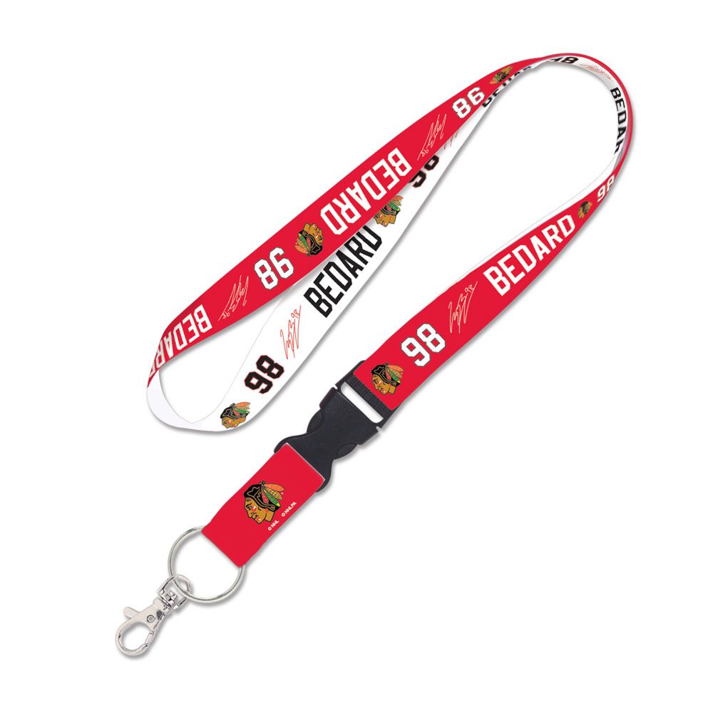 Chicago Blackhawks Connor Bedard Lanyard with Detachable product image 1, provided for visual reference and product detail
