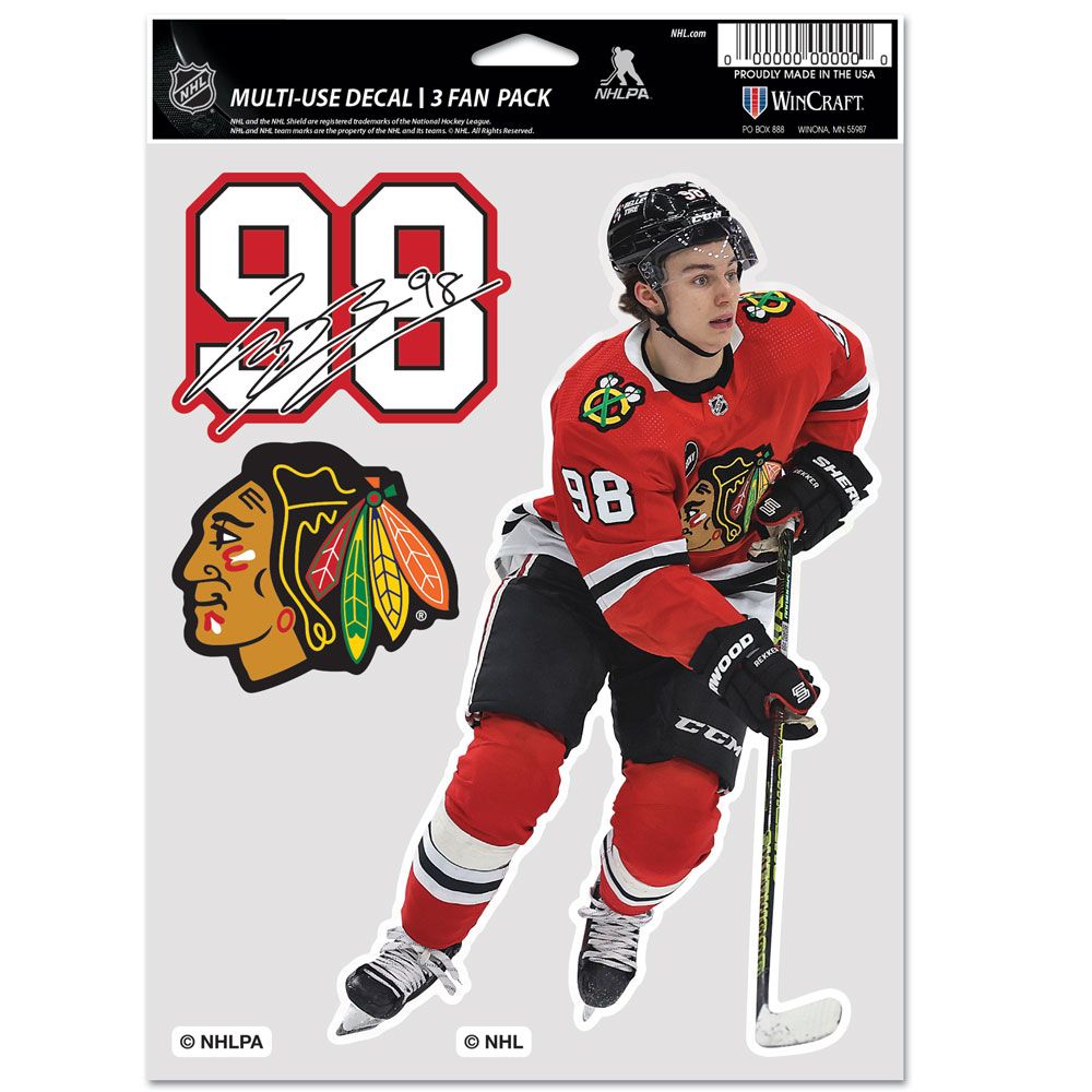 Chicago Blackhawks Connor Bedard 3-Pack Multi-Use Decal By Wincraft product image 1, provided for visual reference and