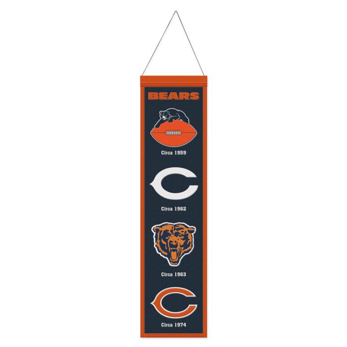 Chicago Bears 8X32 Wool Banner product image 1, provided for visual reference and product detail review
