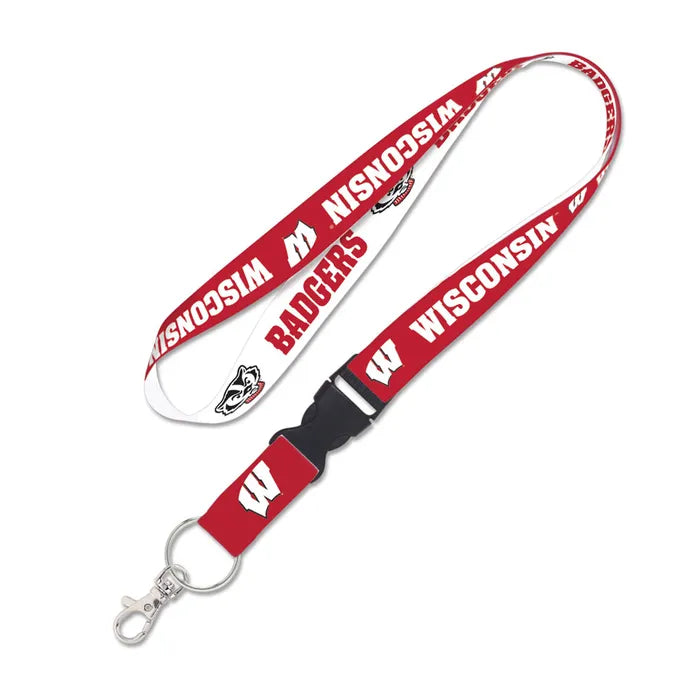 Wisconsin Badgers Double Sided Lanyard With Detachable Buckle By Wincraft product image 1, provided for visual reference and