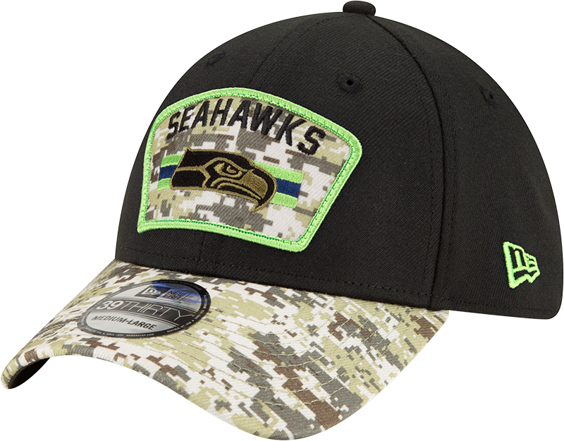 Seattle Seahawks New Era Black 2021 Salute to Service 39THIRTY Flex Hat for Men product image 1, provided for visual