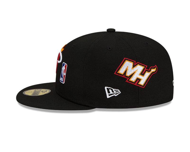 New Era Black Miami Heat 3x World Champions Count the Rings 59FIFTY Fitted Hat for Men product image 4, provided for visual