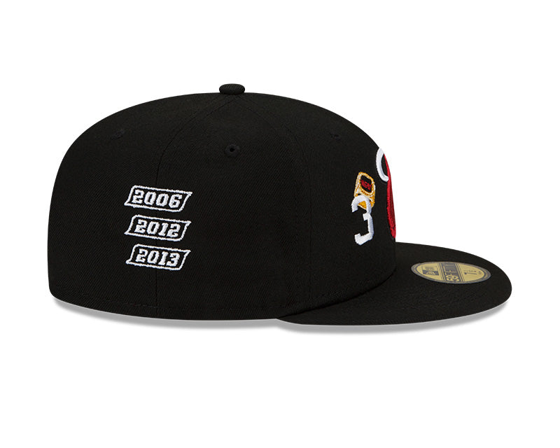 New Era Black Miami Heat 3x World Champions Count the Rings 59FIFTY Fitted Hat for Men product image 6, provided for visual
