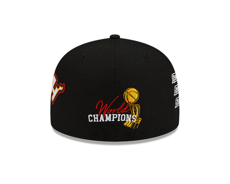 New Era Black Miami Heat 3x World Champions Count the Rings 59FIFTY Fitted Hat for Men product image 5, provided for visual