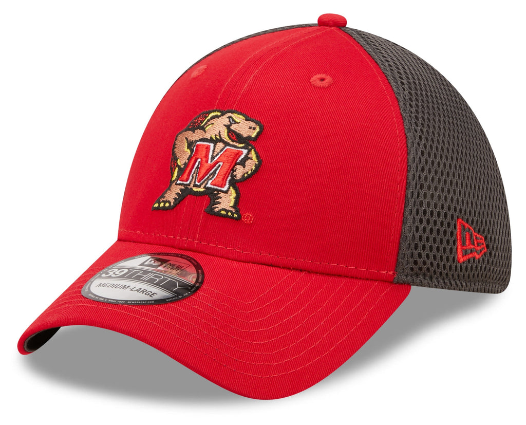 Maryland Terrapins New Era Red/Graphite Team Neo 39THIRTY Flex Hat product image 1, provided for visual reference and