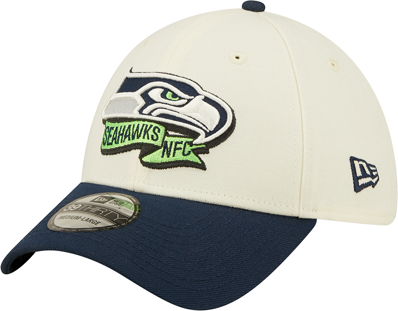Seattle Seahawks New Era Action Chrome/Navy 2022 Sideline 39THIRTY Flex Hat for Men product image 1, provided for visual