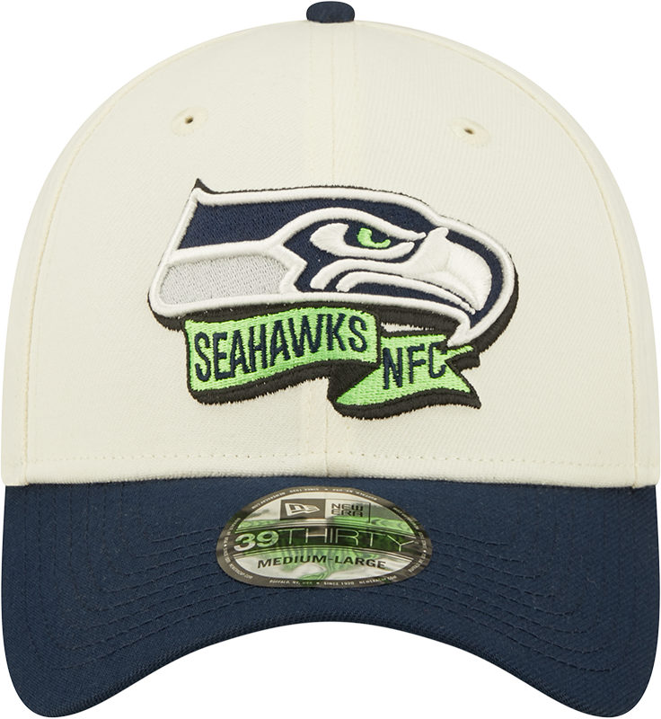 Seattle Seahawks New Era Action Chrome/Navy 2022 Sideline 39THIRTY Flex Hat for Men product image 2, provided for visual