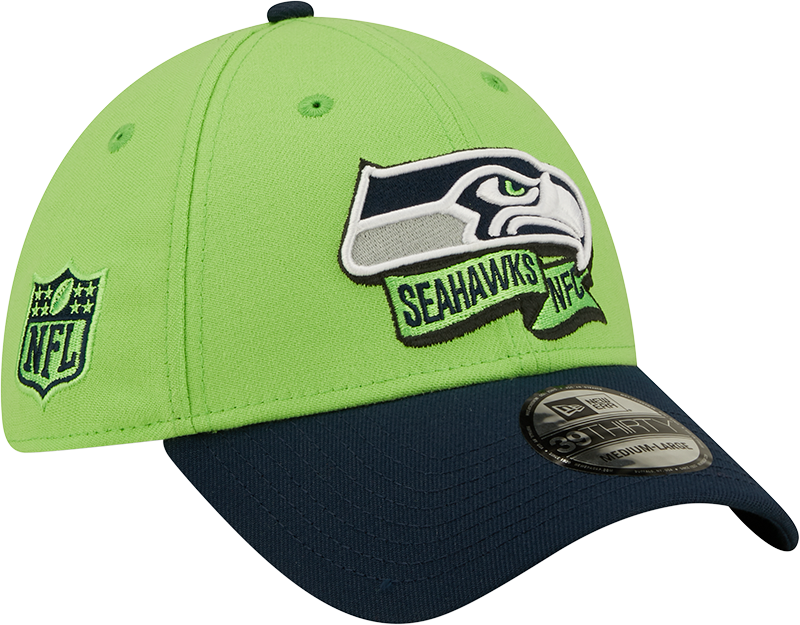 Seattle Seahawks New Era Action Green/Navy 2022 Sideline 39THIRTY Flex Hat for Men product image 3, provided for visual