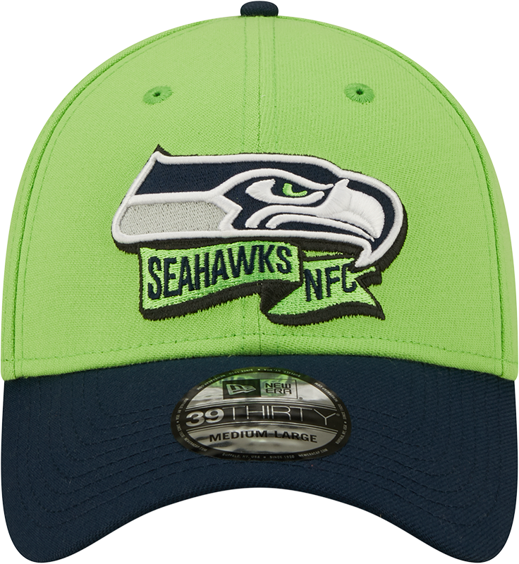 Seattle Seahawks New Era Action Green/Navy 2022 Sideline 39THIRTY Flex Hat for Men product image 2, provided for visual