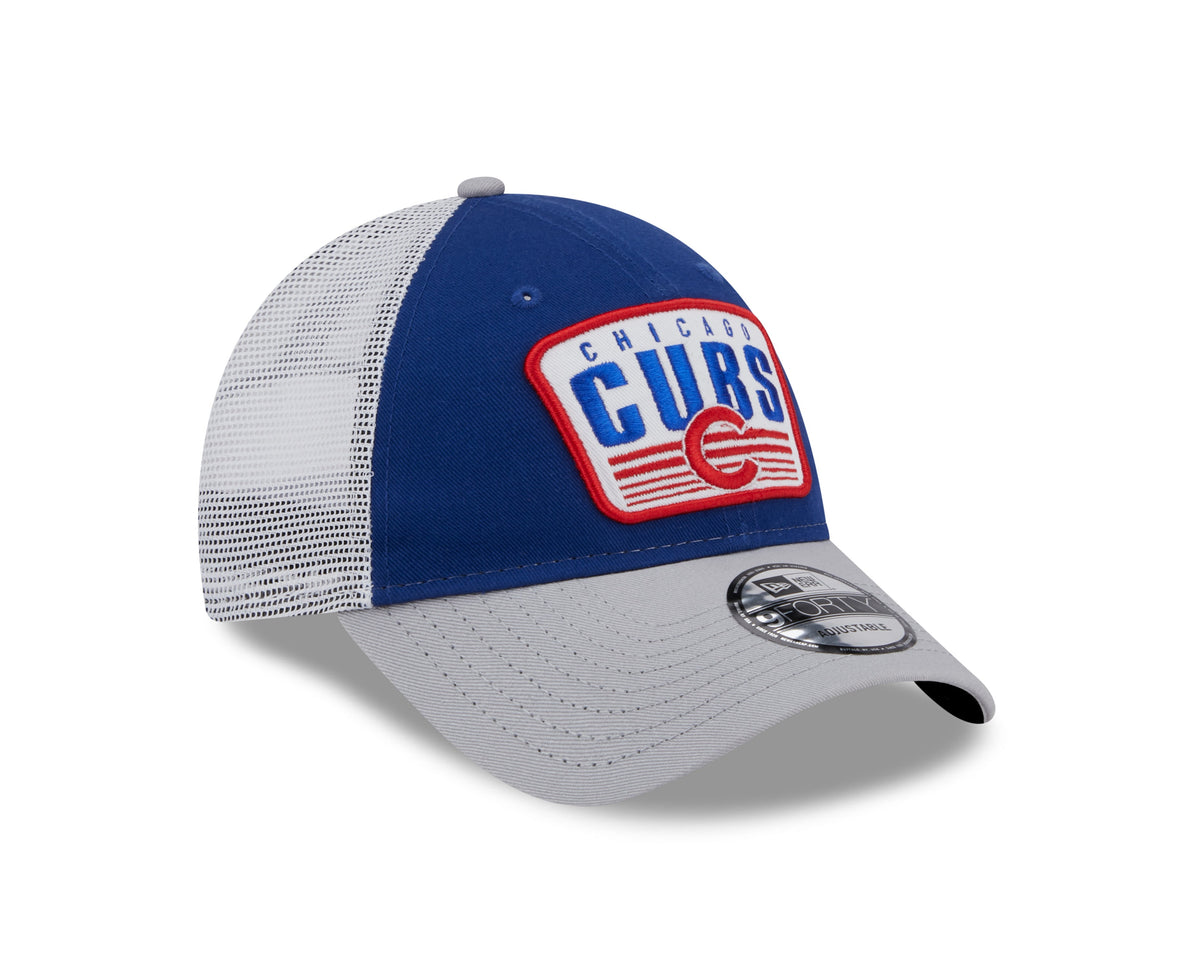 Chicago Cubs New Era 2 Tone Royal/Gray Patch Trucker 9FORTY Adjustable Hat product image 3, provided for visual reference