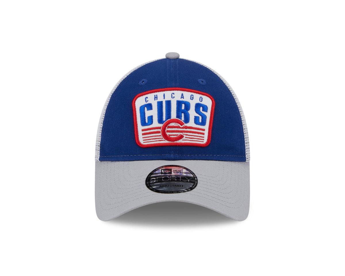 Chicago Cubs New Era 2 Tone Royal/Gray Patch Trucker 9FORTY Adjustable Hat product image 2, provided for visual reference
