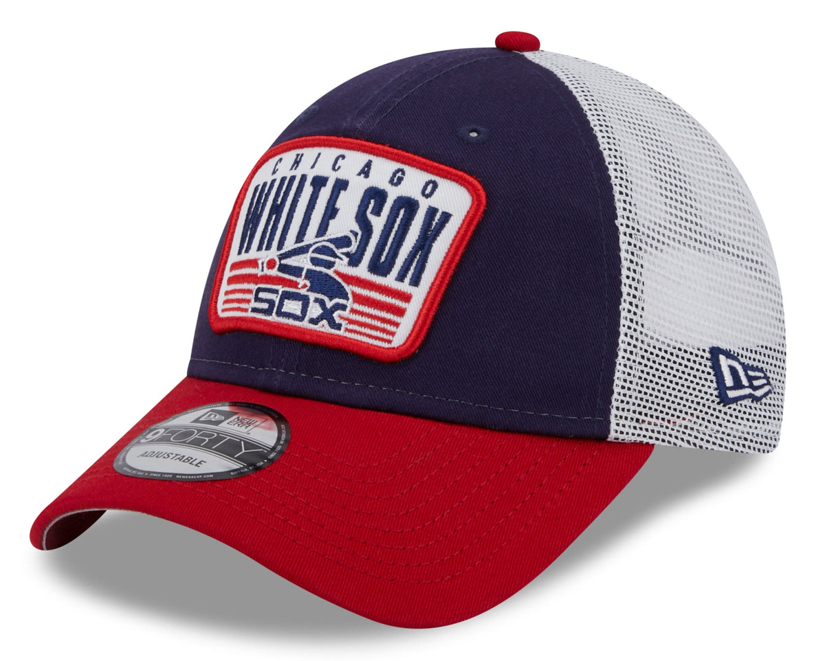 Chicago White Sox New Era 2 Tone Navy/Red Patch Trucker 9FORTY Adjustable Hat product image 1, provided for visual reference